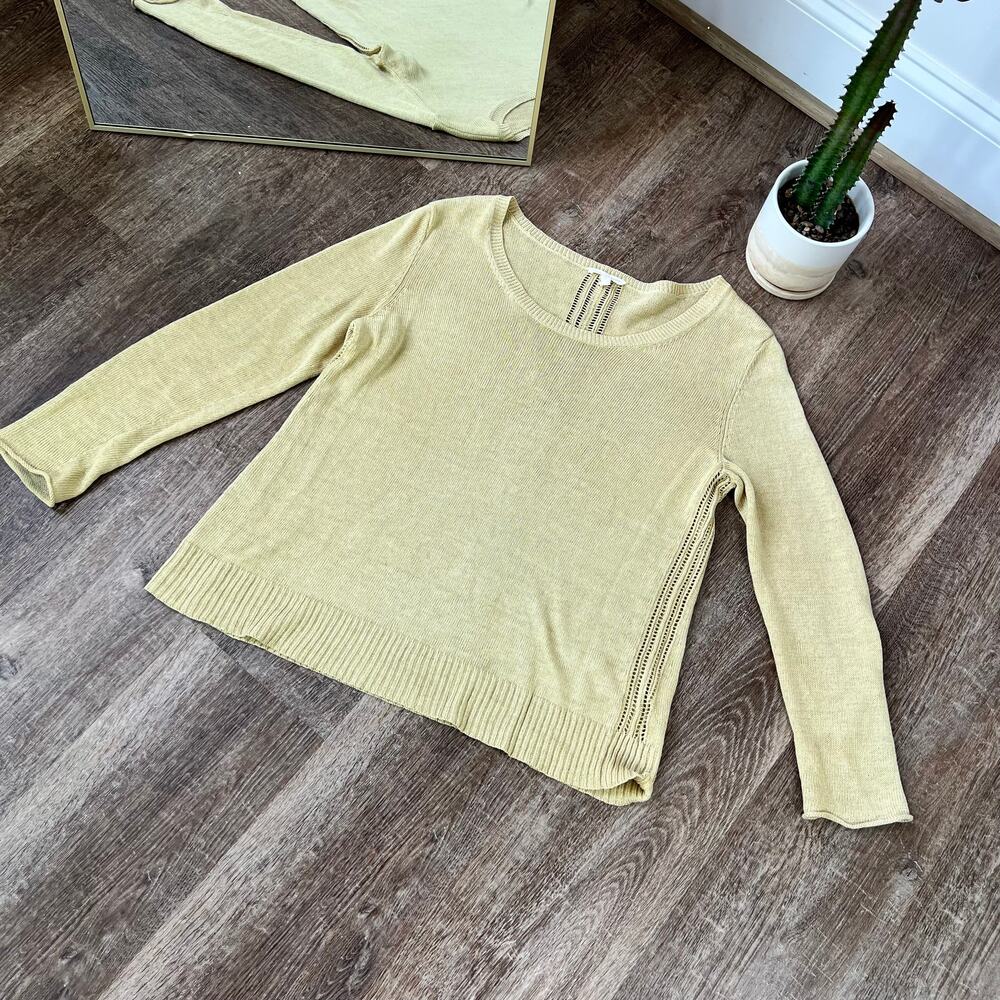 Eileen Fisher Peach Knit Long Sleeve Shirt Linen - Picture 3 of 4